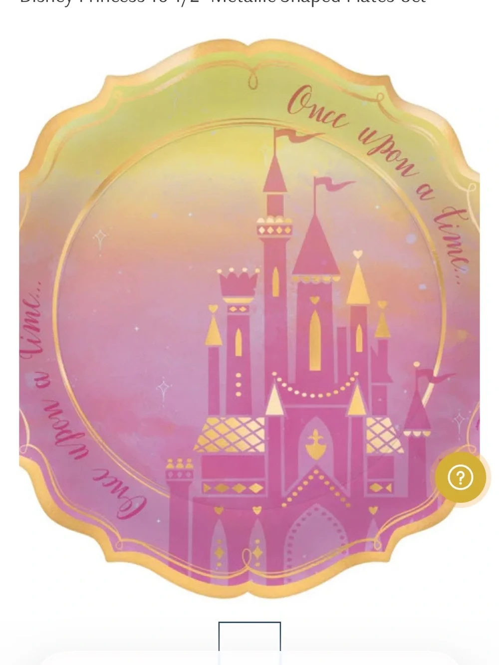 Disney Princess Paper Plates Metallic Once Upon A Time 2 Packs Party NWT